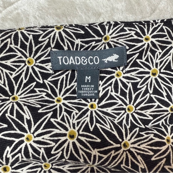 Toad&Co Womens Black Daisy Floral V Neck Short Sleeve Dress Size M Eco Blend - Picture 11 of 15